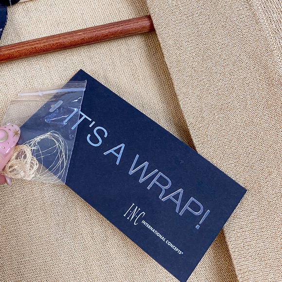 INC 4 Ways to Wear NWT Gold Shimmer Wrap Cardigan Size Large - Picture 10 of 12